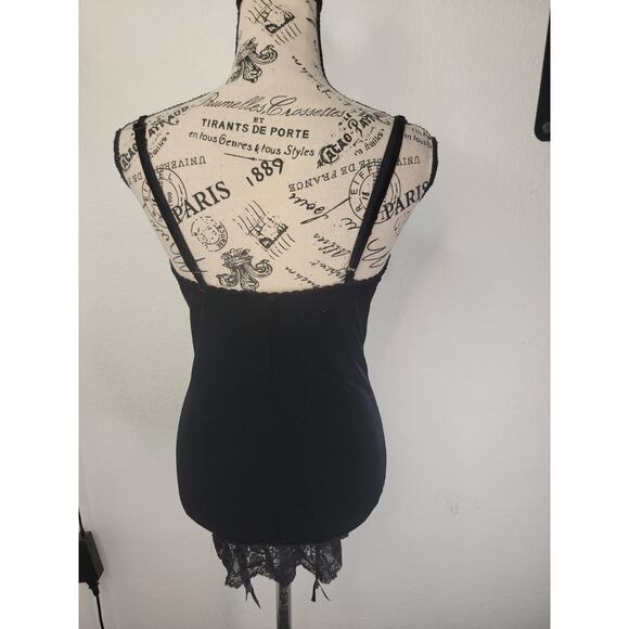 Escante Lingerie Corset Dress SZ Small Velvet Bustier Black Garters - Picture 7 of 10